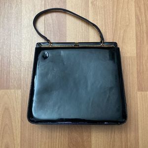 Vintage 50s Bags by Nicholas Reich Black Patent Leather Evening Clutch Purse
